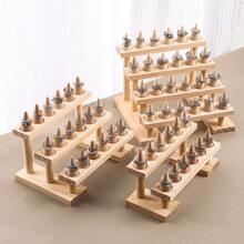 Minimalistyczny drewniany stożkowy stojak na pierścionki, stojak na biżuterię, ekspozycja pierścionków, transmisja na żywo i rekwizyt do stoiska