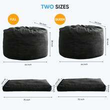 Full/Queen Size Bean Bag Chairs For Adults, 2 In 1 Bean Bag Chairs, Convertible Bean Bag With Filler For Gaming Large Foam, Bean Bags With Washable Soft Corduroy Cover For Living Room - 深灰色 - 查看 11
