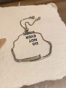 1pc Zirconia Nail Bracelet, Versatile Commuting Accessory, Simple & Elegant Geometric Adjustable Bangle