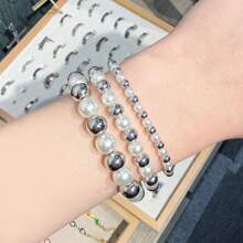 1 szt. Miedziano-złota regulowana bransoletka z koralików z zawieszką w kształcie serca, prosty styl hip-hopowy, zdobiona sztucznymi perłami, odpowiednia do codziennego noszenia przez kobiety, biżuteria na każdą porę roku