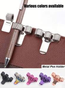 Support-crayon en métal robuste avec ressort, support-crayon en acier au carbone, support pour stylo à bille, stylo plume et marqueur, boîte de rangement de bureau profilée, réglable, prise sécurisée, convient à presque tous les stylos à bille, stylos plume, marqueurs, boîte de rangement de bureau, idéal pour les journaux, les cahiers et l'usage de bureau, organisateur de maquillage, organisateur, organisateur de rangement, organisateur de soins de la peau, rangement de bureau, organisateur de papeterie, rangement pour les ongles, décoration de chambre à coucher