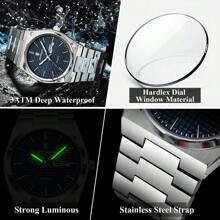 Luxury Sport Man Watch Military Waterproof Luminous Date Week Men Watch Stainless Steel Quartz Men's Watches Male Clock