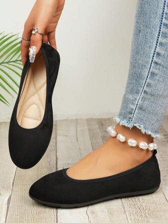 Mary Jane Flat Slip-On Shoes For Women, French Style Fisherman Casual Work Shoes, Black, New 2025 Collection