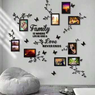 1 pezzo Cornice da parete in acrilico con rami ad albero creativa, 9 rami con farfalle puzzle, decorazione da parete in acrilico, regalo per compleanni, festività, adatto per soggiorno, camera da letto, studio, ingresso, sfondo divano, decorazione per laurea, casa, bagno, camera da letto, decorazione stanza, decorazione casa