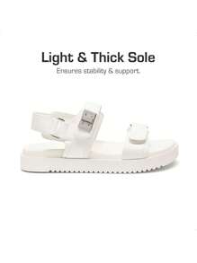 Girls Sandals Two Strapped Casual Open Toe Sandals Little Kid/Big Kid - trắng - Xem 5