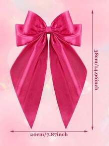 4pcs Women Satin Bow Hair Clips, Solid Color Bowknot Long Ribbon Hairpin Hair Accessories - Multicolor - View 5