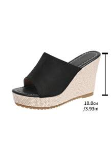 2024 Wiosna/Lato Nowe Sandały Damskie, Platforma z Odkrytymi Palcami, Grube Obcasy, Zamszowe Wsuwane Kapcie Na Wysokich Obcasach, Buty Damskie Plus Size - Czarne - Zobacz 8