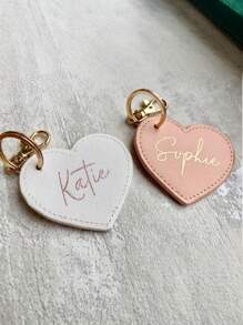 Personalized Heart Keyring, Monogram Heart Key Clip, Faux Leather Bag Charm, Initials Keychain, Gift For Her, Birthday, Bridesmaid, Laser Engraved On PU Leather,Dawg,Engraved, Stainless,Colorful,Cute,Adorable,Funny,Kawaii,Y2K,Stylish,Unisex,Casual,Custom,Personalized,Unique,Customized,Ideal Gifts For Him,Ideal Gifts For Her,Her,Boyfriend,Girlfriend,Family,Friends,Youth,For Anniversaries,For Birthdays,For Graduation,For Housewarming,For Weddings,Bag Charms,School Supplies,Back To School,School Gift,For Office,For School,For Classroom,For Teacher Gifts,For University,For Colleague,For Dorm Rooms,For Teacher,For Boys And Girls,For Teenagers,Junior High School Students,Middle School Students,High School Senior High School Students,College Students,University Students,Freshman,Sophomore,Underclassmen,Delicate Romance, Utilitarian Chic