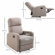 Ghế thư giãn ngả lưng HOMCOM có chỗ để chân Tải trọng 125kg Vải lanh 67 * 83 * 107cm - Xám - Xem 3