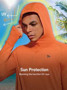 RODEEL Chaqueta tipo hoodie con cierre completo ligera y protección solar para hombres, de manga raglan y manga larga, para senderismo, pesca, entrenamiento y actividades al aire libre