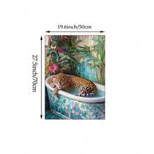 1pc Leopard In Bathtub Wall Art Picture Tropical Jungle Bathroom Canvas Prints Paintings Playful Animal Poster Bold Maximalist Decor For Bedroom,Living Room,Dorm Wall Decor No Framed