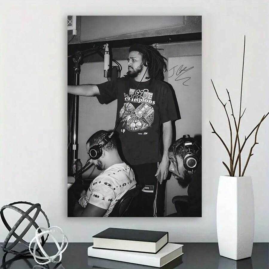 Framed Vintage Cole Rapper Art - Music Poster For Bedroom Aesthetics, Perfect For Room Decor - Framed - View 1