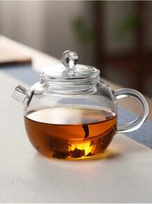 1pc Small Borosilicate Glass Teapot With Lid And Filter, Suitable For Home Use - Transparent - View 3