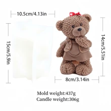 3D Father &Mother &Son Teddy Bear Candle Silicone Mold DIY Cute Bear Mold For Candle Plaster Resin Clay Making, Home Ornaments Party Decoration - White - View 14