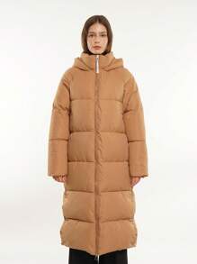 Chaquetas acolchadas extra largas para mujer, con capucha, cálidas, repelentes al agua, abrigo de invierno con cremallera bidireccional