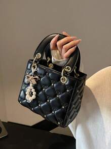 Dedoo 2025新款女士小巧优雅高端手提包，时尚轻便，畅销新款，钻石刺绣手提包、斜挎包和单肩包，适合春夏度假、校园生活、日常通勤、圣诞礼物、派对和婚礼等场合。 - 黑色 - 查看 3