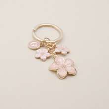 Cherry Blossom Pink/White Flower Charms Keychain With Custom Name Initial Bridesmaid Gifts Summer Beach Vacation - Multicolor - View 3