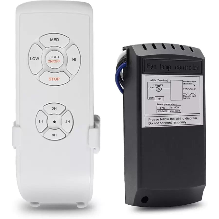 Control Remoto para Ventilador de Techo Universal, Kit de Control Remoto Inalambrico con 3 velocidades de Rango Completo, 85-265V Smart Inalámbrico Controlador de Ventilador de Techo con RF - Blanco - Ver 1