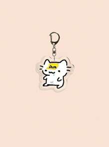 1 pièce Porte-clés mignon en acrylique avec chat de dessin animé, chat rose girly, chaton naïf, chaton à fleurs, chaton fraise, chaton lunettes de soleil, chaton câlinant la courtepointe, chaton comptant de l'argent, porte-clés thème animal, charme de sac cadeau pour amis et couples, accessoires de voiture, sac à dos pour l'école