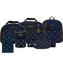 Complete Maternity Bag Kit: Changing Mat, Thermal Bottle Holder, Changing Mat, Backpack, Document Holder - Navy Blue - View 1