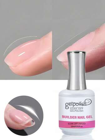 15毫升透明加固凝胶指甲油，用于加固、延长、作为底胶使用，瓶装，可卸除，适用于UV/LED美甲延长。