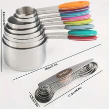 8/13/17 件套装，量杯和量匙套装，不锈钢量杯和量匙套装，双面磁性量匙套装，带间隙刻度量杯和量匙套装，适用于干性和液体成分 - 厨房工具 - 烘焙用品