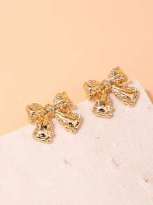 1 Pair Fashionable Minimalist Elegant Bow Stud Earrings, Suitable For Daily Wear Or Gift To Friends - Bow - View 6