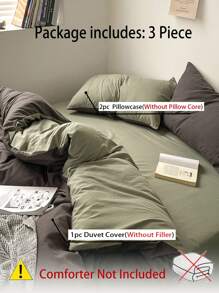 3 件套灰绿色渐变亲肤柔软拉绒羽绒被套 - 綠色 - 查看 4