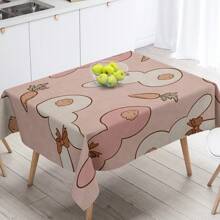 1pc Easter Bunny And Egg Decorative Tablecloth, Holiday Outdoor Table Decor, Vintage Easter Happy Tablecloth, Easter Bunny Eggs And Farmhouse Design, Great For Spring/Summer Decorations, Easter Gifts, Great For Indoor/Outdoor/Easter Parties And Home Decor, Easter Decor, Farmhouse Decor. Easy To Install And Maintain - Add Festive Ambiance And Personalized Yard Decor!