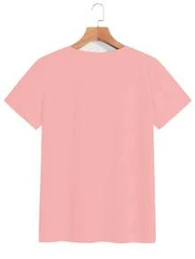 Valentine's Day European And American Spring Summer Women's Clothing Small Daisy Print Casual T-Shirt Loose And Comfortable Summer Tops White Top - 粉紅色 - 查看 2