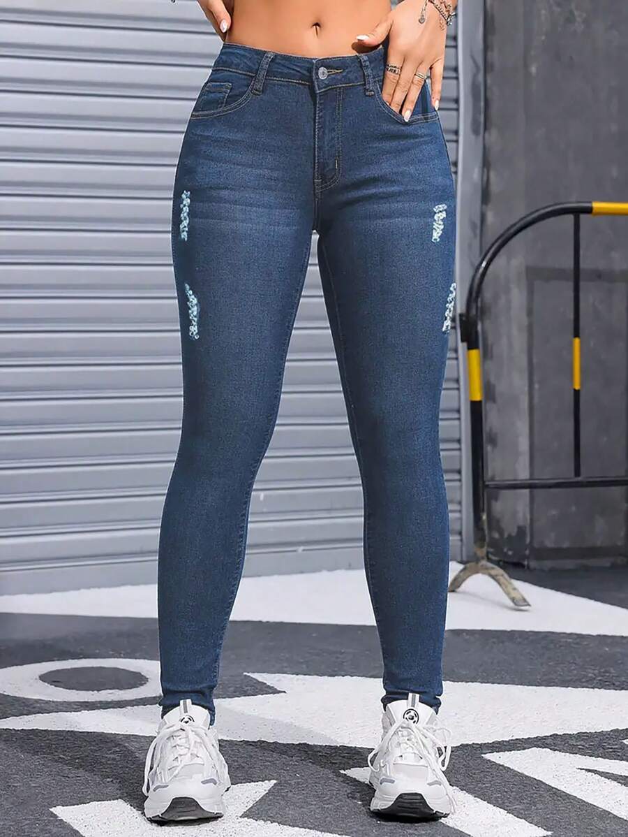 Pantalones de mujer Pantalon De Mezclilla Dama Tiro Alto Curvy Levanta Pompa Acampanados Talla 5-15 Strech Cargo Colombiano Recto Entubado Roto Vaquero Curvy Oferta Push Up Anchos 06 - Azul lavado medio - Ver 1