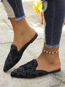 Ballerine con punta affusolata e stampa leopardata, slip-on, con fiocco, da donna taglie comode (EU 35-45), leggere e confortevoli per uso casual quotidiano, adatte per primavera, estate e autunno, sabot