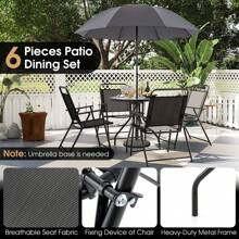 GOFLAME  6 Pcs Outdoor Dining Set Patio Garden Table Set For 4 W/Umbrella - Grey - View 9