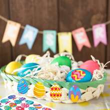 128pcs/8 Sheets Easter Egg Stickers - Cute Easter Eggs, Rabbits, Carrots Self-Adhesive Labels Stickers For Decorating Party Gifts, Easter Snacks, Gift Bags, Cards, Envelopes, Holiday Baskets