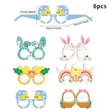 6 件复活节主题可爱兔子和复活节彩蛋纸质眼镜，派对装饰眼镜摄影道具 - 彩色 - 查看 8