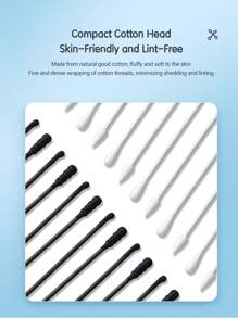 Cofoe 300支装四合一四头清洁棉签（螺旋头/耳勺头/尖头/圆头）一次性化妆棉棒，耳鼻清洁棉签，化妆品，便宜，房间装饰，梳妆台，旅行，卧室，化妆配件，便宜，圣诞礼物，化妆品，化妆工具，便宜货，礼物，女士礼物，圣诞礼物 - 黑與白 - 查看 8