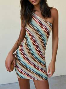 Vestido de moda sin mangas de color contrastante asimétrico para mujer Doris