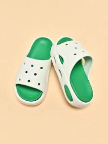 儿童泡沫拖鞋，轻便防滑软底可爱小/大童居家休闲速干凉鞋，简约男女通用沙滩拖鞋 - 綠色 - 查看 7