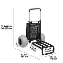 SKYSHALO Beach Cart With Big Wheels, 29.9" X 15.4", 15.4" X 15.7", 29.9" X 15.4" Or 20.1" X 14.6" Cargo Deck With 12" Balloon Wheels Or Foam Wheels With 10" PE Solid Wheels Or 9" Balloon Wheels, 69 Lbs Or 165 Lbs Load Capacity Folding Sand Cart And 27" To 44.7" Adjustable Height, Heavy Duty Beach Cart