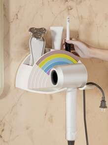 1pc Wall Mounted Hair Dryer Rack, Storage Rack, Hands-Free Hair Dryer Hanger, Bathroom Hair Dryer Storage Rack - Multicolor - View 6