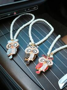 1 件锌合金蝴蝶结猫头鹰带水钻汽车吊坠 - 均碼 - 查看 6