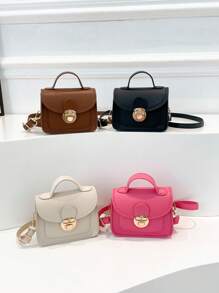 1 Brand New Solid Color Lychee Pattern Diagonal Shoulder Bag, Fashionable And Avant-Garde, Retro Suitable For School, Shopping, Travel, Suitable For Girl's Use, Zipper Closure Adjustable Shoulder Strap, Matching With Clothes, Is The Best Choice For Giving Gifts To Family And Friends - Multicolor - View 1