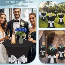 1pc Cocktail Table Cover, Circular Cocktail Table Cloth, Elastic Fitted Table Top Cover, Suitable For Bar, Wedding, Party, Birthday Events - Multicolor - View 4