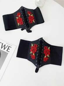 1pc Minimalist Embroidered Solid Color Belt, Versatile Cute Multi-Functional Belt - Suitable For Pairing With Dresses, Suits, Jackets And Daily Outfits