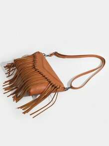 Vintage Personalized Fringed Multilayer Crossbody Bag, Suitable For Street Wear, Parties, Gatherings - Brown - View 10