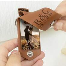 Custom Keychain Personalized Men Leather Keychain With Photo, Metal Tag Photo Keychain, Engraved Key Chain, Gifts For Couples, Valetine's Day Gifts