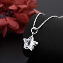 Silver Plating Star Pendant Necklace AAA Cubic Zirconia For Woman Wedding Engagement Fashion Jewelry - Silver - View 2