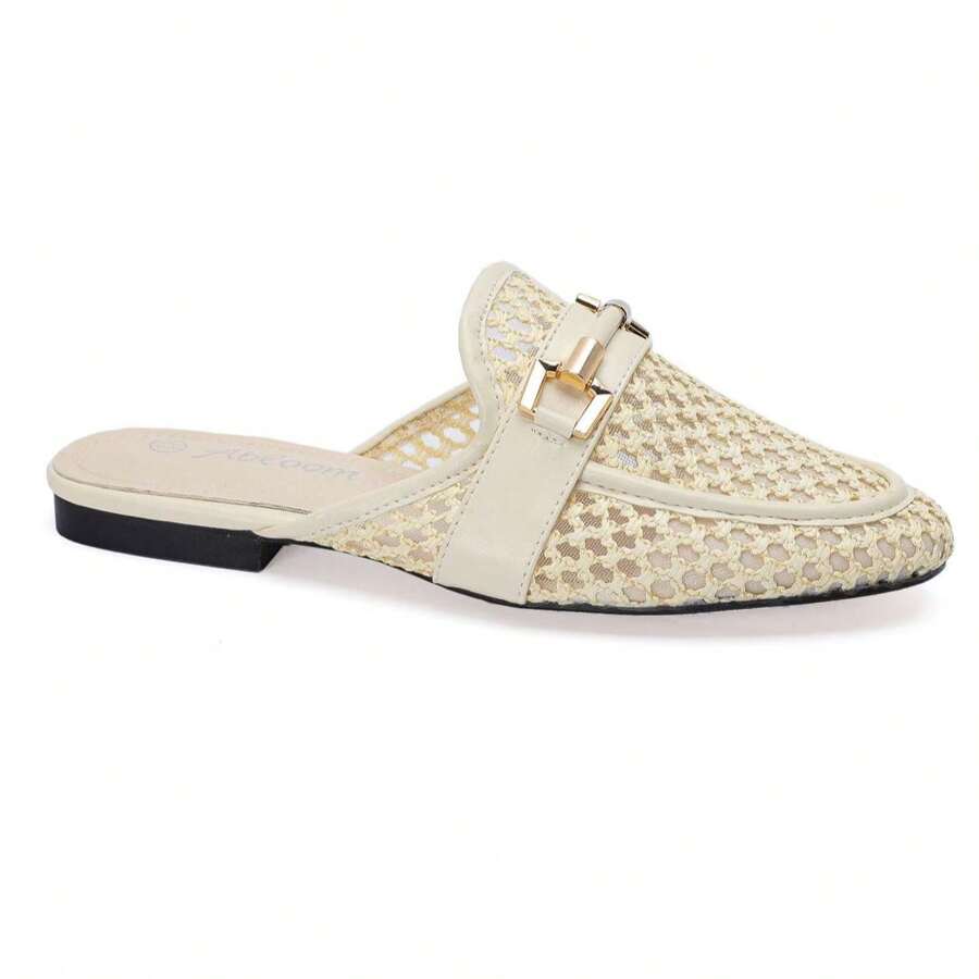 MOCASSINS 女士镂空设计金属装饰时尚半拖鞋