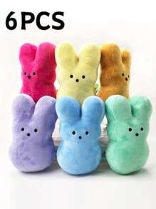 12个可爱兔子毛绒玩具，5.5英寸复活节兔子毛绒玩具，柔软涤纶材质，多种颜色（蓝、紫、粉、橙、黄），是复活节装饰、篮子填充物以及送给儿童和青少年的理想礼物。可爱的兔子造型，粉彩毛绒玩具，兔子玩具，复活节礼物，家居装饰，复活节，复活节礼物，复活节玩具
