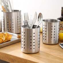 1pc Utensil Holder, Stainless Steel, Wet Kitchen Utensils,Suitable For Large Kitchen Utensils.Chopstick Tube, Chopsticks Storage, Tableware Storage Box, Knife, Fork, Spoon Storage Box